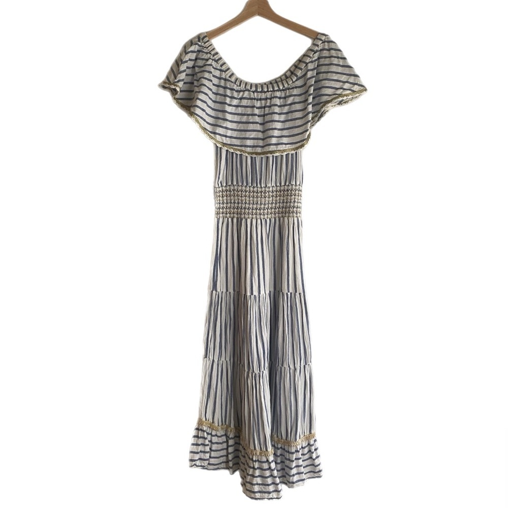 Calypso St. Barth Striped Maxi Dress - Blue and White